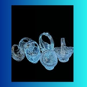 Lot of 5 Vintage Crystal Baskets